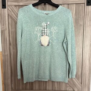 CJ Banks Blue Crew Neck Sweater with Festive Design
